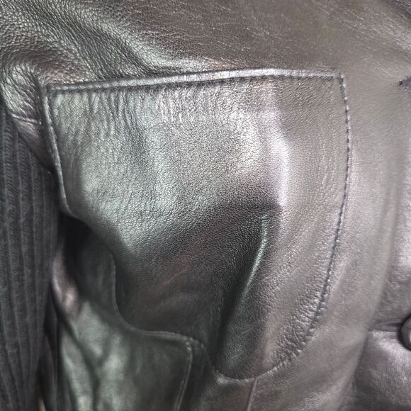 Maud Frizon Paris Lambs Leather Mixed Media Jacket Coat Size 36 Small - Picture 3 of 9
